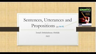 semantics utterances sentences and propositions [upl. by Ruelu]