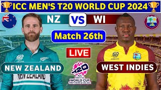 West Indies Vs New Zealand Live Match 26 T20 World Cup 2024  WI Vs NZ West Indies Cricket Live [upl. by Ffoeg]