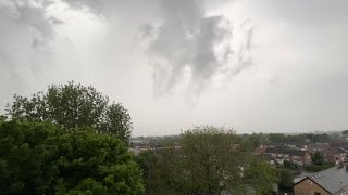 Really intense first Northwest England storm of 2024 Manchester Airport realtime footage [upl. by Yardna995]