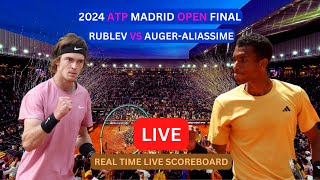 Andrey Rublev Vs Felix AugerAliassime LIVE Score UPDATE Today Tennis 2024 ATP Madrid Final LIVE [upl. by Cirdla]