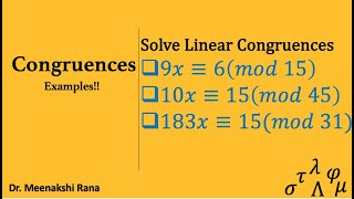 Congruences  Solution of some Linear Congruences [upl. by Madaras]