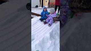 funny video 🤣🤣😂 snow snowslide funny baby cute winter [upl. by Asssilem301]