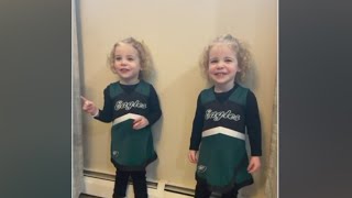 Some of the youngest Eagles cheerleaders sing the fight song [upl. by Winthrop623]