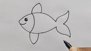 Fish Drawing Easy  how to draw fish from beginners [upl. by Colbert373]