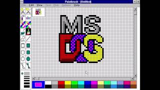 Drawing the MSDOS logo in Paintbrush on Windows 311 1990 [upl. by Opaline328]