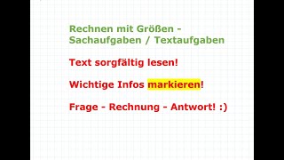 Mit Größen rechnen  Sachaufgaben  Textaufgaben  Mathematik einfach erklärt [upl. by Irafat]