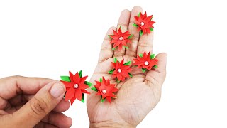 Miniature Paper Poinsettias  DIY  Christmas Decor  Shorts [upl. by Drofwarc]