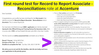 First round of the selection for Record to Report Associate  Reconciliations role at Accenture [upl. by Sanferd33]