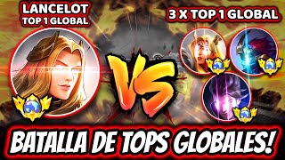 ¡1 TOP GLOBAL vs 3 TOPS GLOBALES ¡TOP 1 LANCELOT vs TOP 1 HANZO FREYA amp CLAUDE  MOBILE LEGENDS [upl. by Zeus]