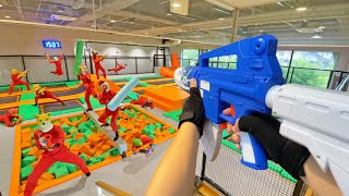 Nerf War  Amusement Park Battle 46 Nerf First Person Shooter [upl. by Ailehc475]