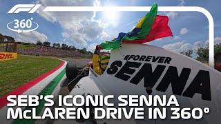 360 CAM Vettel Drives Sennas McLaren at Imola [upl. by Jillayne]