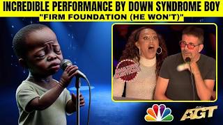 CHRISTIAN BOY WITH DOWN SYNDROME PERFORMS quotFIRM FOUNDATION HE WONTquot quotTALENTquot SPEECHLESS [upl. by Osmen]