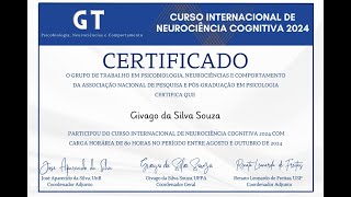 Certificados do Curso de Neurociência Cognitiva 2024 [upl. by Shannan]