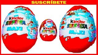 2 Huevos sorpresa grandes kinder maxi de navidad y uno pequeño de santa Claus surprise eggs [upl. by Connel]