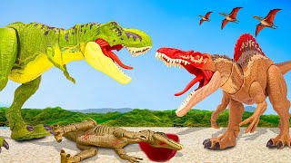 Prehistoric Giants Battles Spinosaurus vs Trex Encounters  Wild Wars  Jurassic World Toys Movie 🦖 [upl. by Aneryc]