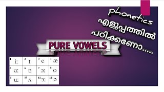 PURE VOWELS  PHONETICS IN MALAYALAM  ENGLISH WITH HIBU [upl. by Arayt919]