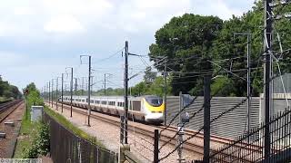 EuroStar raising pantograph at speed at Westenhanger [upl. by Hyacinthe147]