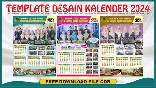 TEMPLATE DESAIN KALENDER 2024  KALENDER 3 BULANAN  FREE DOWNLOAD CDR  ZAFIRA STUDIO  COREL DRAW [upl. by Yblek]