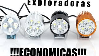 EXPLORADORAS LED ECONOMICAS LUCES AUXILIARES PARA MOTOCICLETA  JAZO BIKER [upl. by Melac]