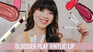 GLOSSIER PLAY Vinylic Lip Review  All 6 Shades Swatched [upl. by Erodasi224]