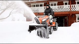 Husqvarna tractors  how to attach snow thrower [upl. by Margalo708]