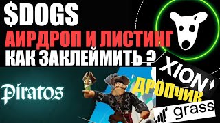 DOGS аирдроп листинг клейм  Piratos 20 PtoE  XION  RENZO чекер  Grass аирдроп [upl. by Ecirual413]