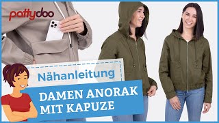 Lässige Anorakjacke für den Übergang nähen 🤩 Kapuze Reißverschluss amp Taschen mit quotGeheimfachquot [upl. by Towill811]