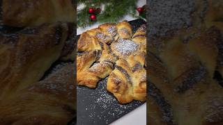 A Super Simple Christmas Dessert  Puff Pastry Snowflake With Just 3 Ingredients christmasrecipe [upl. by Ueihttam464]