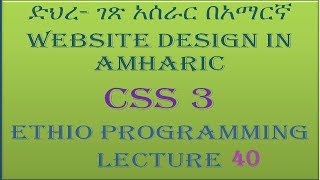 Lecture 40 website css form part 2 Programming Tutorial in Amharic  በአማርኛ [upl. by Manvel592]