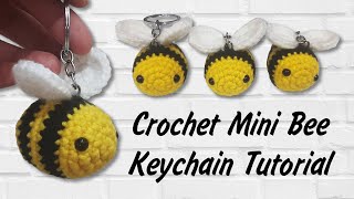 Crochet Mini Bee Keychain [upl. by Yenttirb500]