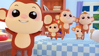 Five Little Monkeys Jumping on the Bed  Nursery Rhyme Childrens Song with Lyrics [upl. by Ecyla]