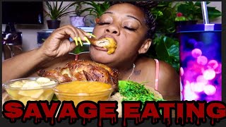 SAVAGE EATING  ROTISSERIE CHICKEN DIPPED IN CHEESE SAUCE  MUKBANG  EATING SHOW [upl. by Main]