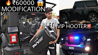 Thar Modification 2022🖤Vip Hooter📢Police light🚨₹60000 modification😱Black Film Installation❌ [upl. by Daiz]