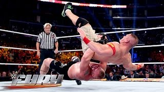 Brock Lesnar takes Omos to Suplex City WrestleMania 39 Sunday Highlights [upl. by Ahsinuq743]