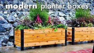 DIY Modern Raised Planter Box  How To Build  Woodworking [upl. by Strep]