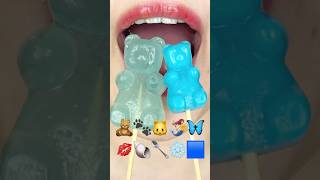 ASMR BLUE KOHAKUTO EMOJI FOOD 파란색 코하쿠토 이모지 먹방 sped up [upl. by Drofwarc]