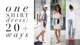 One Shirt Dress 20 Ways  How to Style Basics  Capsule Closet [upl. by Lilia691]