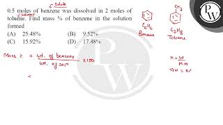 05 moles of benzene was dissolved in 2 moles ofampnbsptoluene Find mass \ \ \ of benzene in [upl. by Isador672]