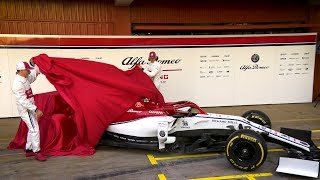 Alfa Romeo Take The Covers Off 2019 Car  2019 Formula 1 Car Launches [upl. by Shay399]