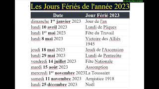 jour fériés 2023 jour fériés 2023 paris jour fériés jour fériés 2023 calendrier [upl. by Voleta]