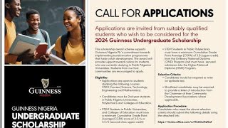 Guinness Nigeria Undergraduate Scholarship Full Support for STEM Student Science Technology Eng [upl. by Oirelav]