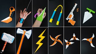 12 Cool Origami Paper Weapons Easy to make at home [upl. by Eisenberg]