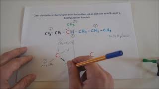 Konstitutionsisomere bei Alkanen Keilstrichformel sowie R und SKonfiguration [upl. by Aidnac]