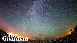 Meteor showers and northern lights captured in timelapse footage across the world [upl. by Tibbs]