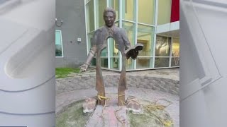 Firebaugh High School statue stolen ripped out of ground [upl. by Aguayo]