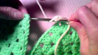 How to Crochet  Join Granny Squares using Double Crochet Stitches [upl. by Deehan]