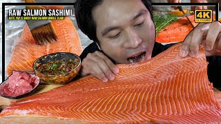 lamanya tak makan RAW WHOLE SALMON SASHIMI macam ni Mukbang Malaysia [upl. by Ymmit]