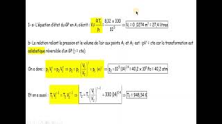 Application  TD N3 EXERCICE 2 THERMODYNAMIQUE Fst ensa esam class prerpa fac [upl. by Urbai]