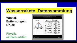 Nur Datensammlung Wasserrakete Winkel Entfernungen Druck Physik [upl. by Enial]