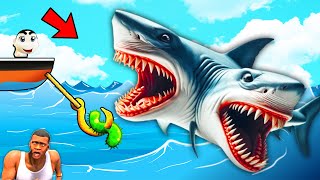 SHINCHAN CATCHING SHARK and SECRET FISH in CAT GOES FISHING with CHOP FRANKLIN FISH GAME [upl. by Gide]